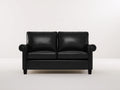 Sofá de 2 plazas 160 x 88 x 86 cm - tapizado negro y patas de madera oscura - diseño clásico con reposabrazos redondeados