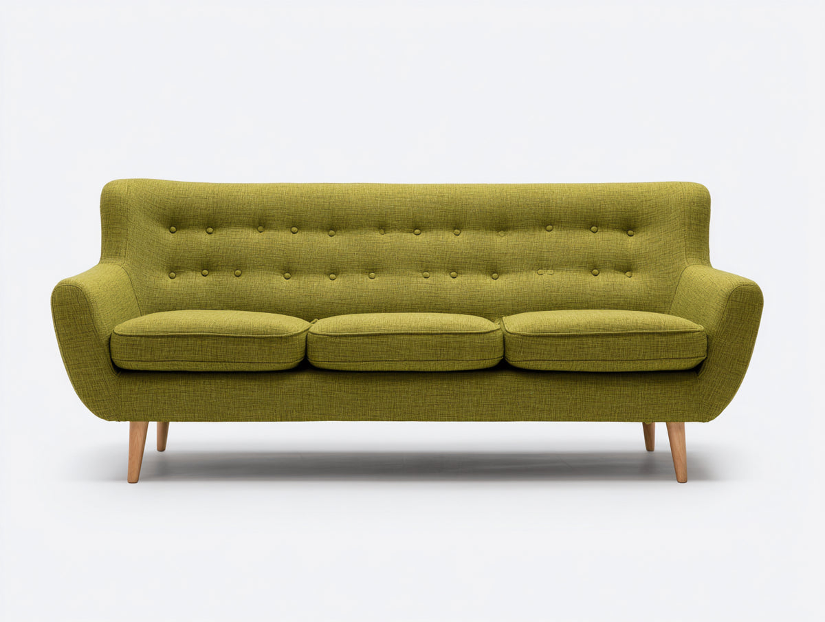Sofá 3 plazas de tela 230 x 90 x 85 cm verde diseño moderno nórdico