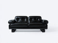 Sofá de 2 plazas de cuero 175x88x82 cm - negro - diseño clásico con capitoné y reposabrazos redondeados
