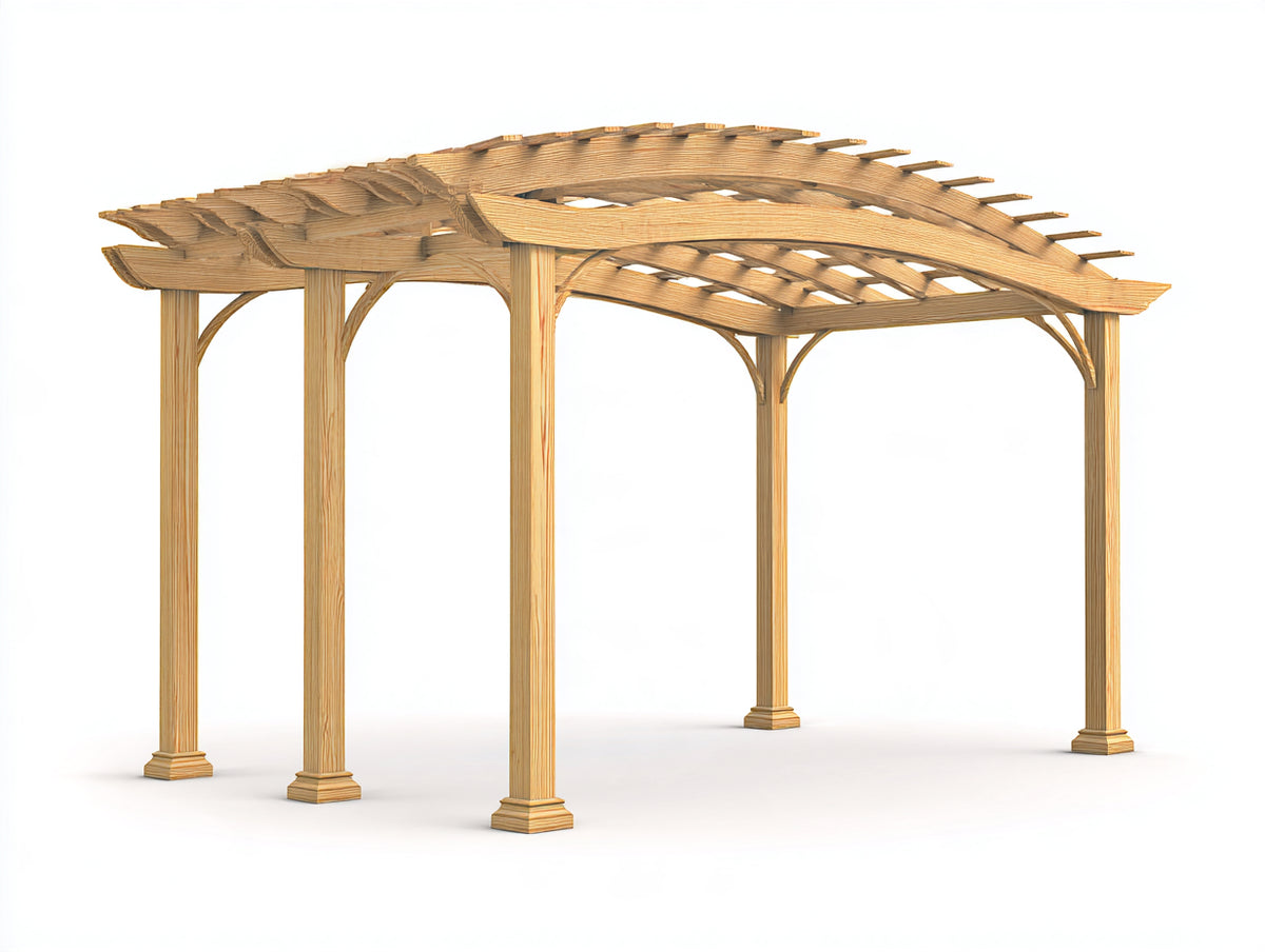 Pérgola de jardín de madera 400x300x260 cm - madera natural - diseño clásico para exterior
