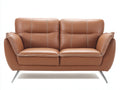 Sofá de 2 plazas de cuero 180x92x90 cm - marrón claro - diseño moderno con costuras decorativas