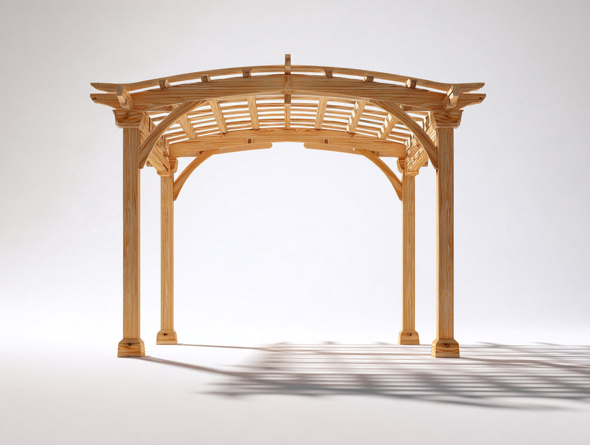 Pérgola de jardín de madera 300x300x260 cm - madera natural - diseño clásico para exterior