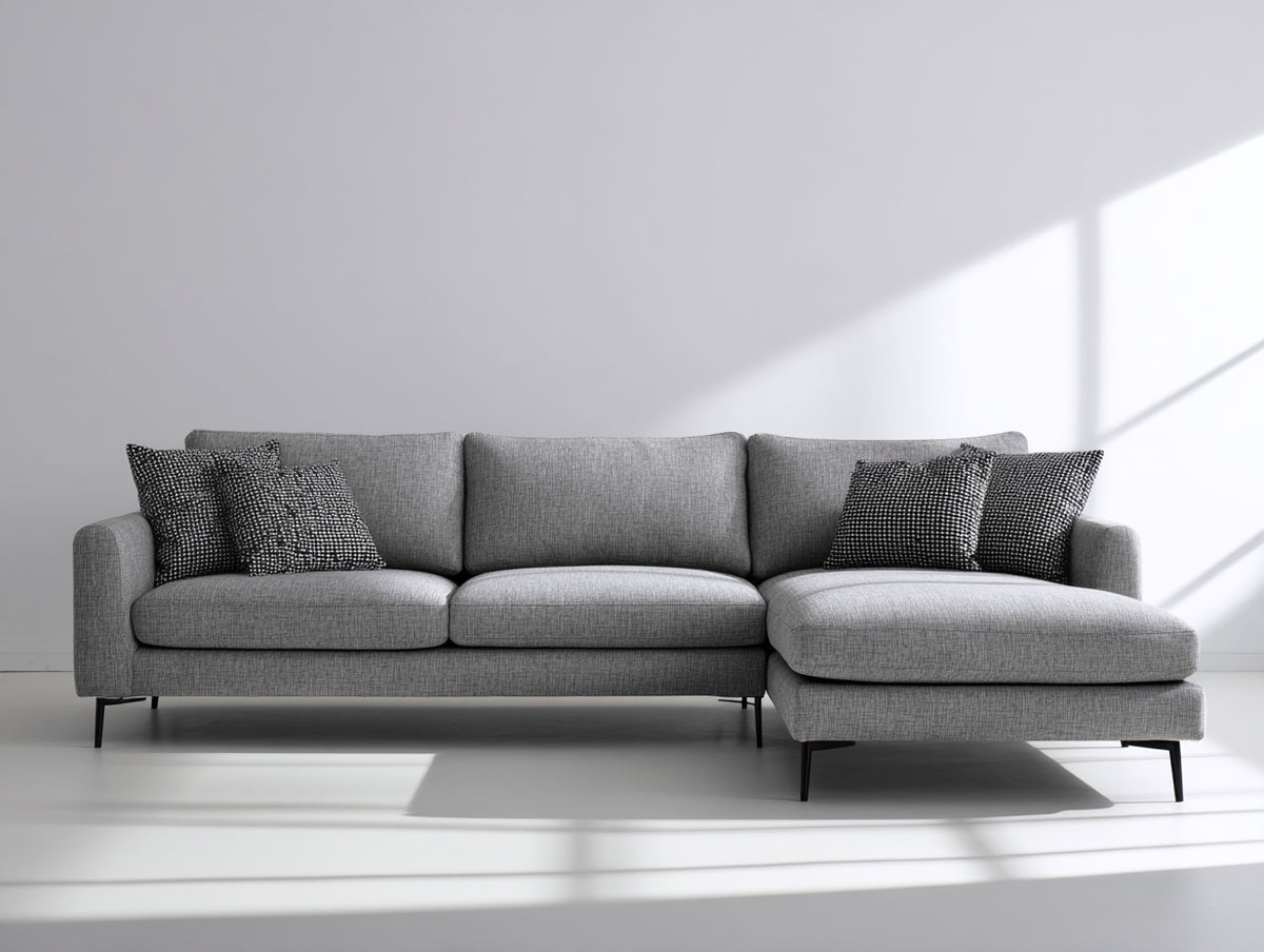 Sofá de esquina 278x178x86 cm - gris - diseño moderno con chaise longue