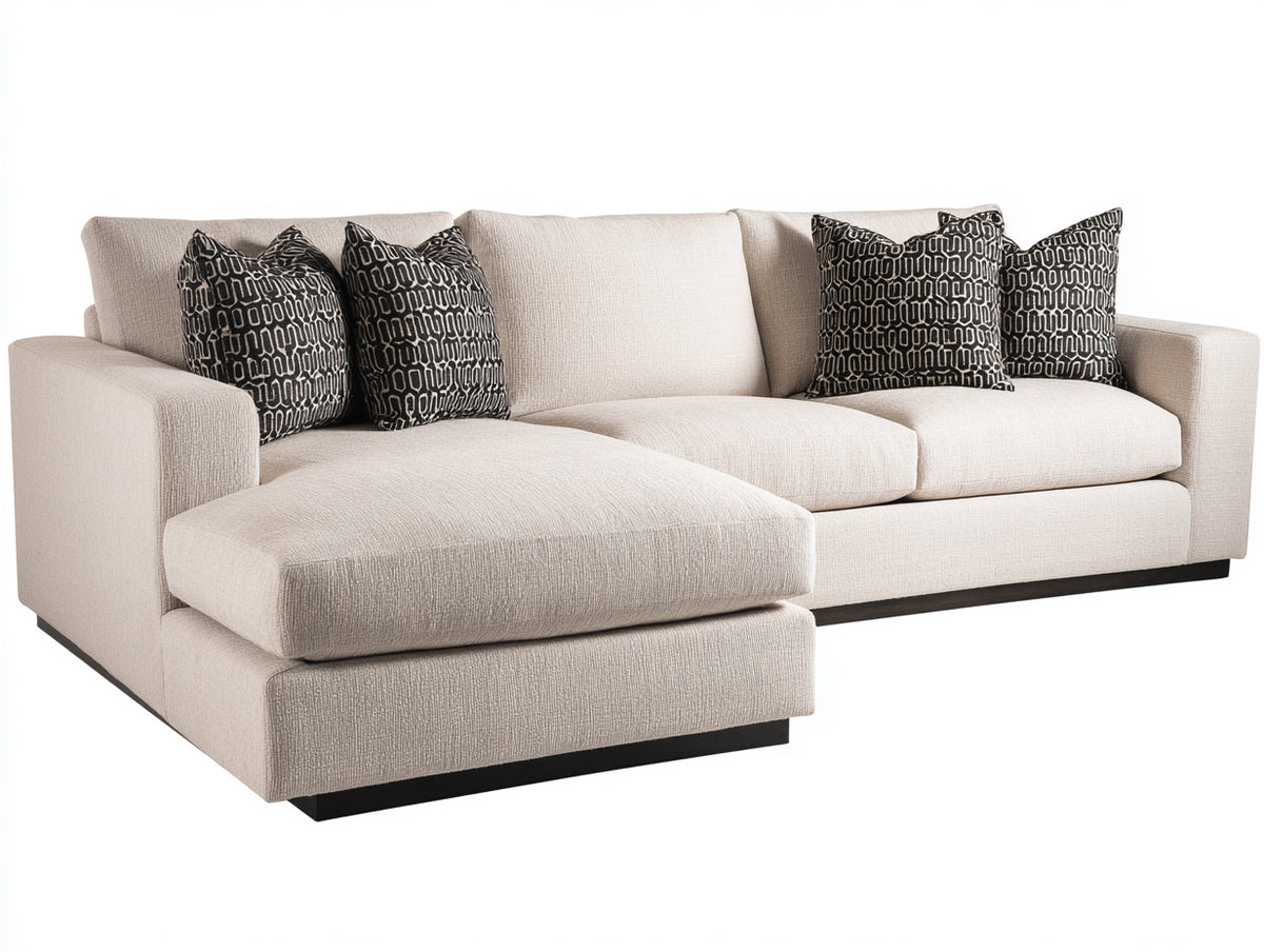 Sofá de esquina tapizado en tejido 290x180x85 cm - Crema y negro - Chaise longue y diseño contemporáneo