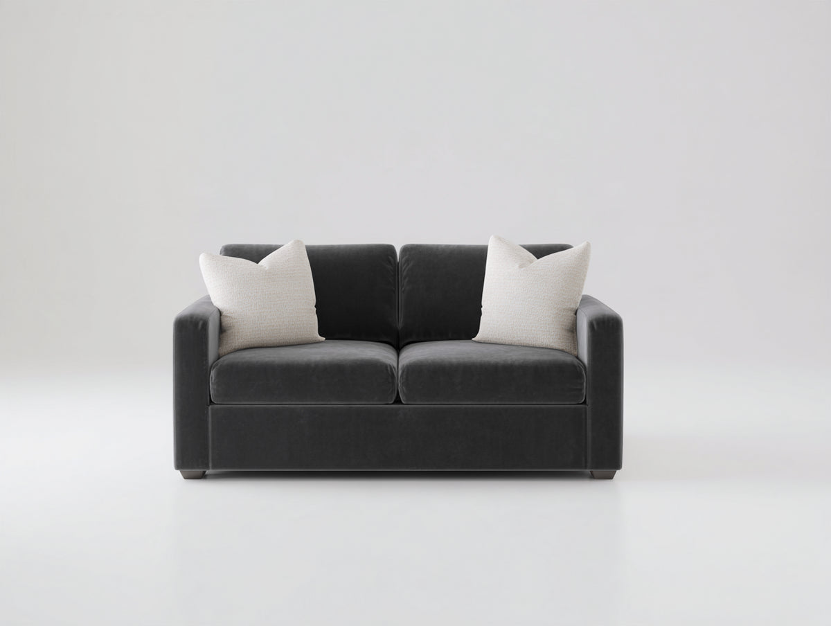 Sofá de 2 plazas 170 x 90 x 85 cm - tapizado gris oscuro - diseño moderno con asiento acolchado y reposabrazos rectos
