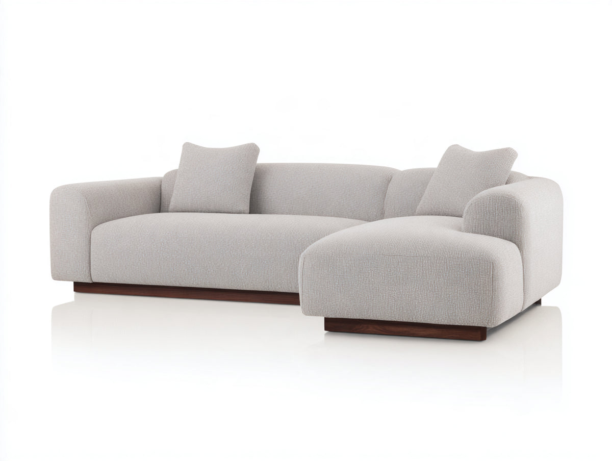 Sofá de esquina de tela 260x260x86 cm - beige claro - diseño moderno con chaise longue