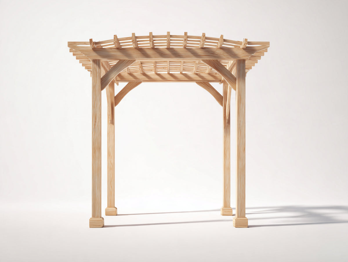 Pérgola de jardín de madera 300x300x250 cm color madera natural diseño abierto para exterior