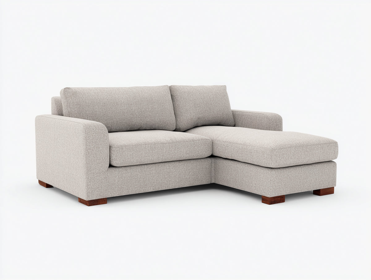Sofá de esquina 235x160x86 cm - beige-marrón - chaise longue derecha y diseño contemporáneo