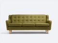 Sofá 3 plazas tapizado 220x90x85 cm - tela verde oliva - diseño nórdico para salón
