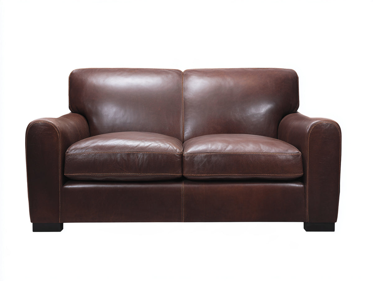 Sofá de 2 plazas tapizado 168x88x84 cm - Marrón oscuro - Asientos acolchados y diseño clásico