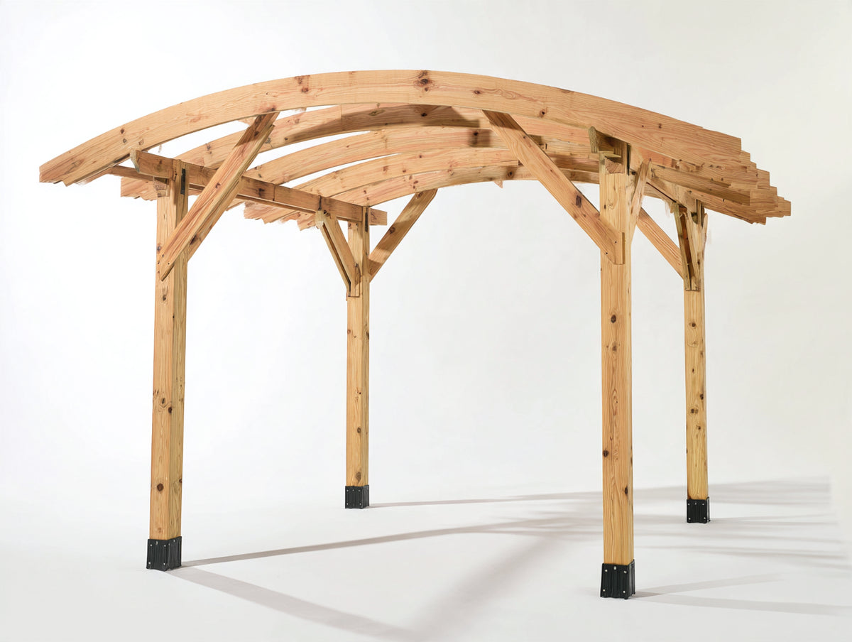 Pérgola de jardín de madera 300x300x250 cm - Madera natural - Diseño abierto con techo arqueado