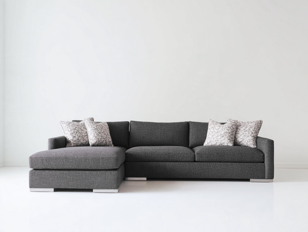 Sofás de esquina tapizado en tela 270x175x86 cm - gris oscuro - diseño moderno