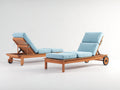 Tumbonas de madera maciza 205x75x100 cm - Azul claro-Color madera natural - Respaldo reclinable y ruedas