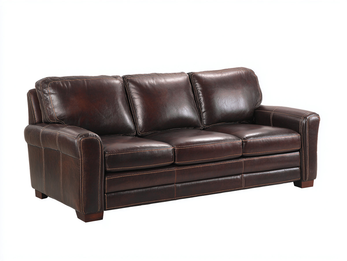 Sofás 3 plazas tapizado 210 x 90 x 88 cm - marrón oscuro - diseño moderno clásico con cojines independientes